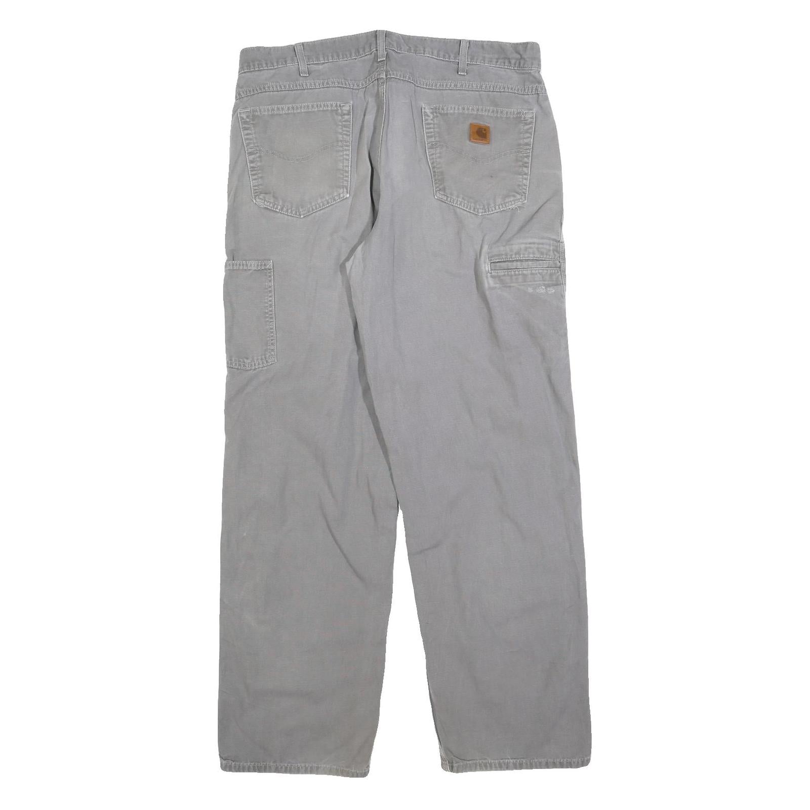 CARHARTT Mens Cotton Blend Grey Loose Straight Trousers W38 L34 Workwear