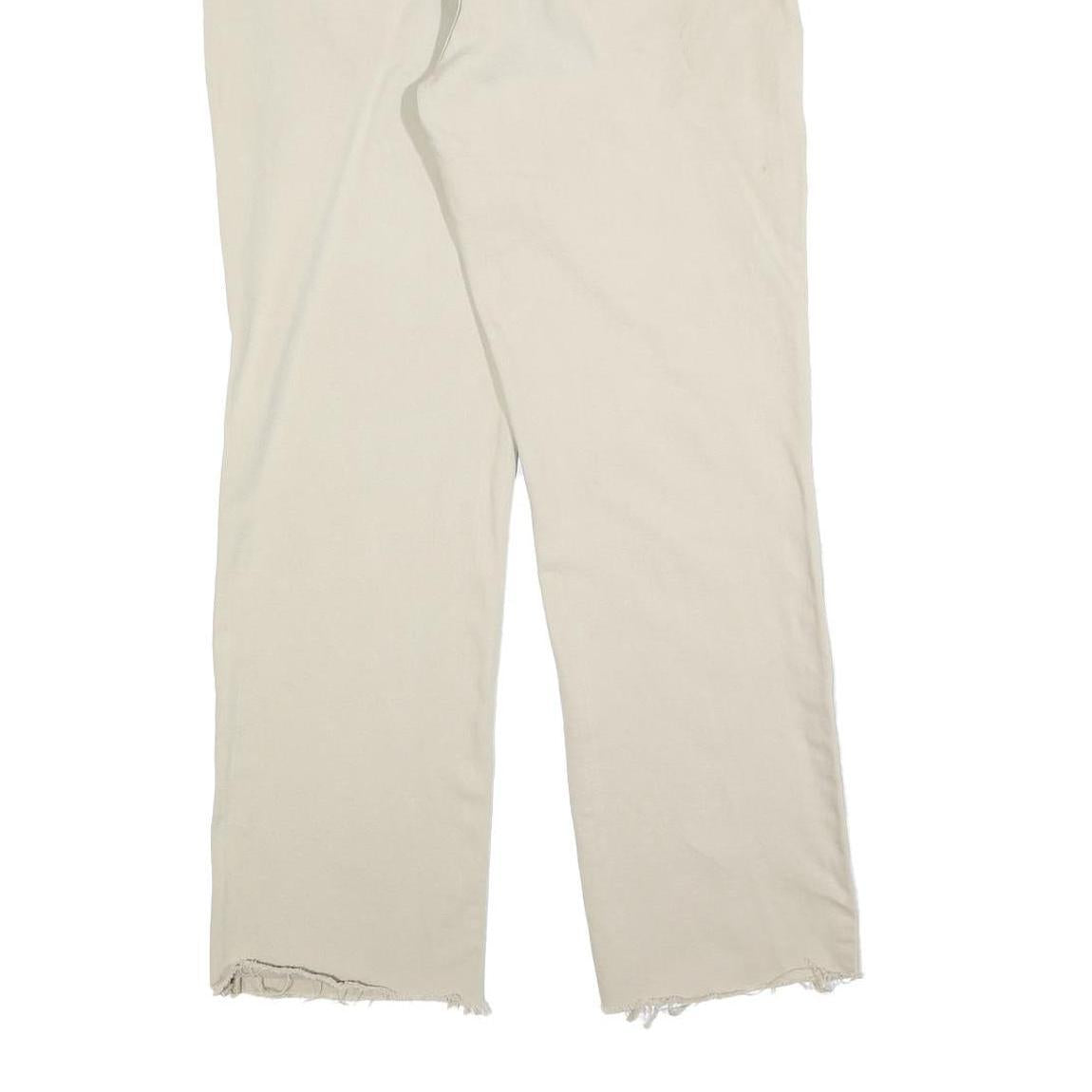 LEVI'S Womens Beige Regular Fit Straight Denim Jeans W32 L29 Frayed Hem