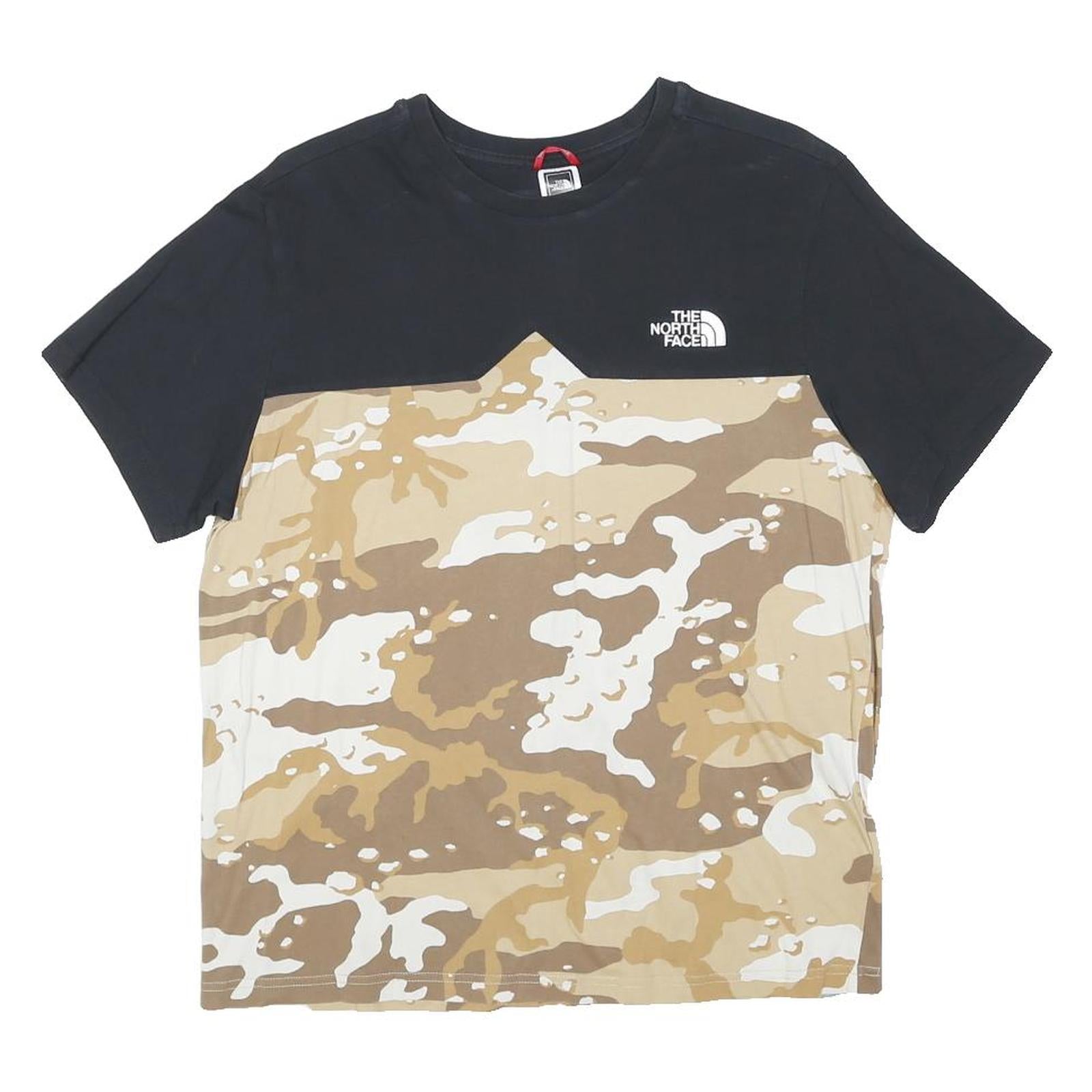 THE NORTH FACE Mens Black & Beige Camouflage Modern T-Shirt M Short Sleeve Crew
