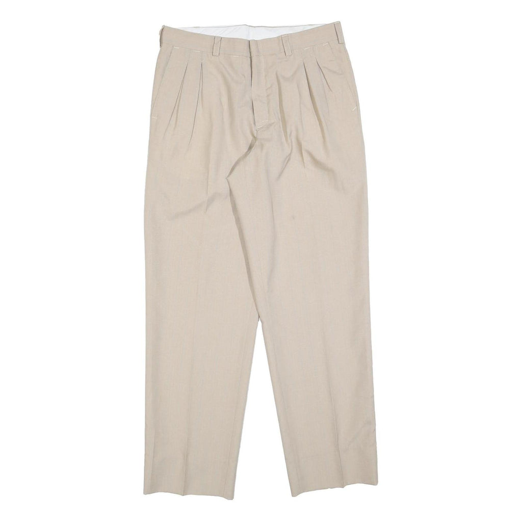 PIERRE LUGET Womens Beige Regular Fit Straight Leg Trousers W32 L32 Zip