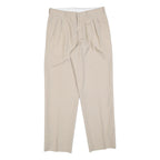 PIERRE LUGET Womens Beige Regular Fit Straight Leg Trousers W32 L32 Zip