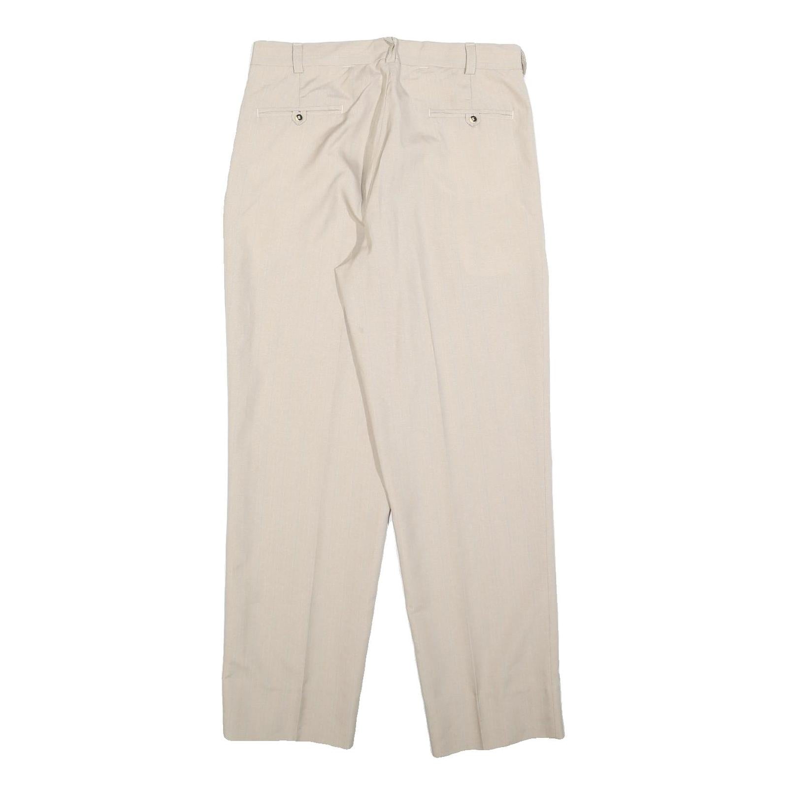 PIERRE LUGET Womens Beige Regular Fit Straight Leg Trousers W32 L32 Zip