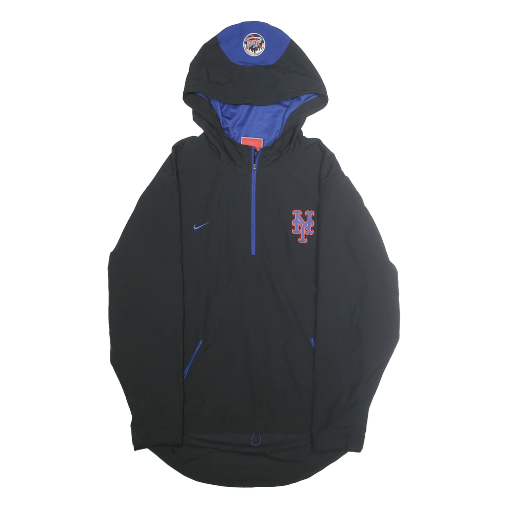 NIKE Mens Black Blue MLB Pullover Jacket S Polyester Hooded Sportswear