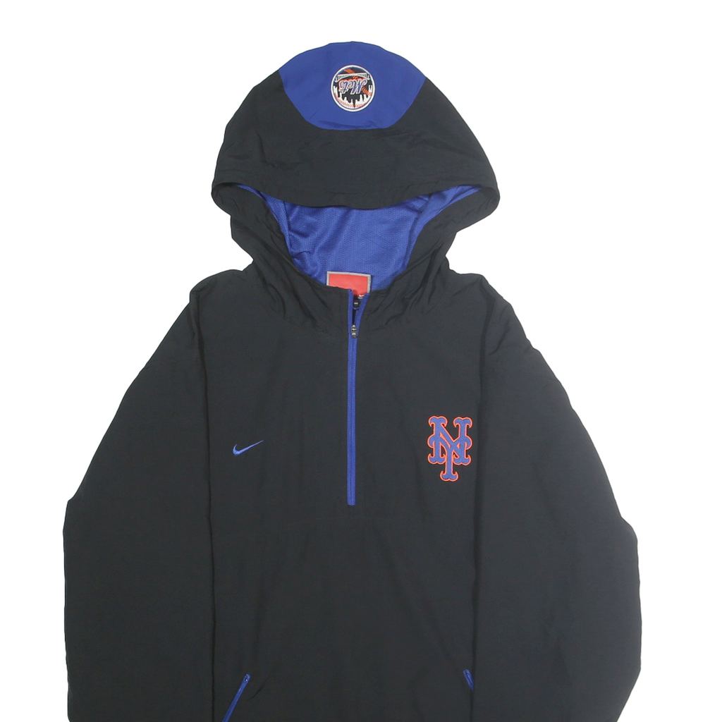 NIKE Mens Black Blue MLB Pullover Jacket S Polyester Hooded Sportswear