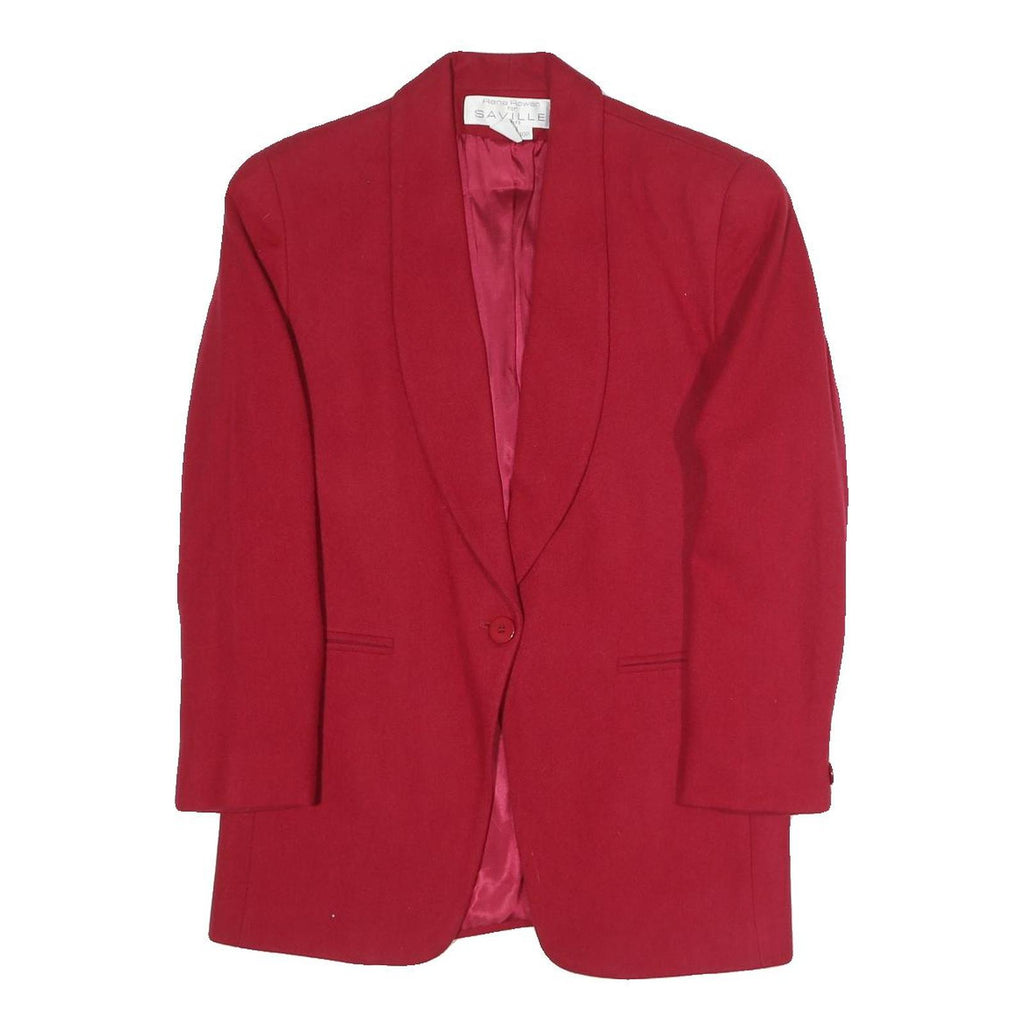 SAVILLE Womens Red Blazer Tailored Sailor Collar Single Button S Woven Jacket