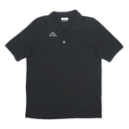 KAPPA Mens Black Cotton Polo Shirt L Short Sleeve Basic Logo Embroidered