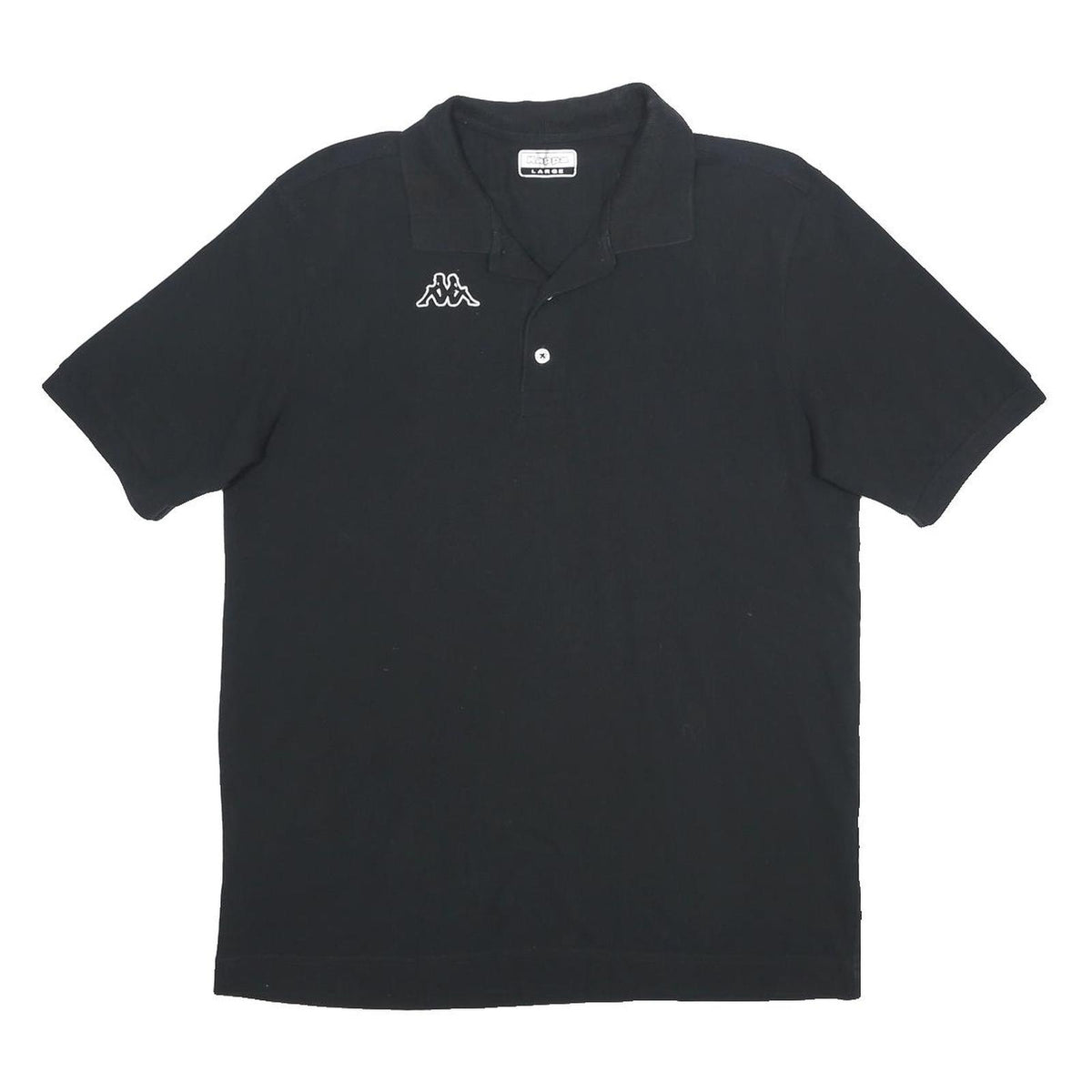 KAPPA Mens Black Cotton Polo Shirt L Short Sleeve Basic Logo Embroidered