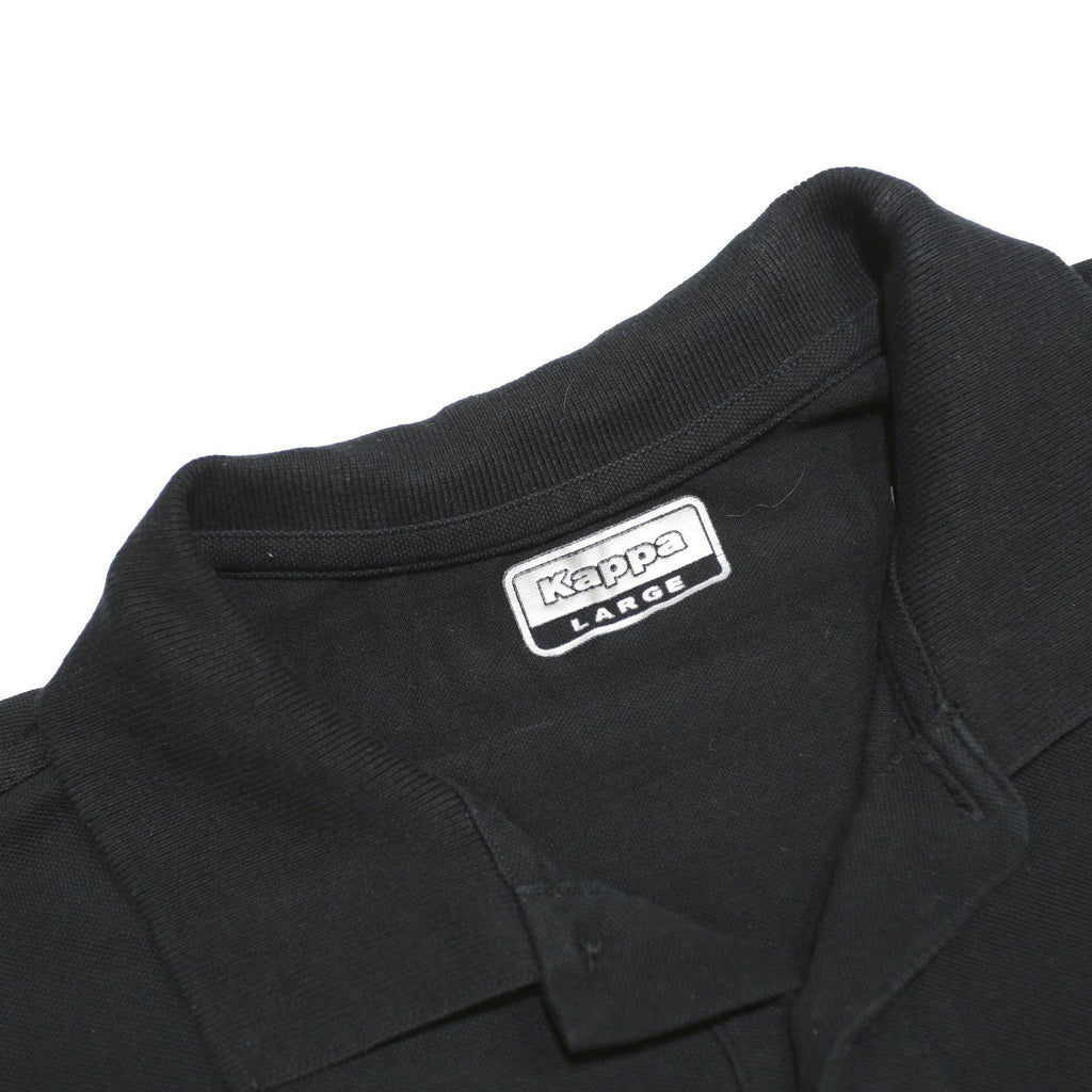 KAPPA Mens Black Cotton Polo Shirt L Short Sleeve Basic Logo Embroidered