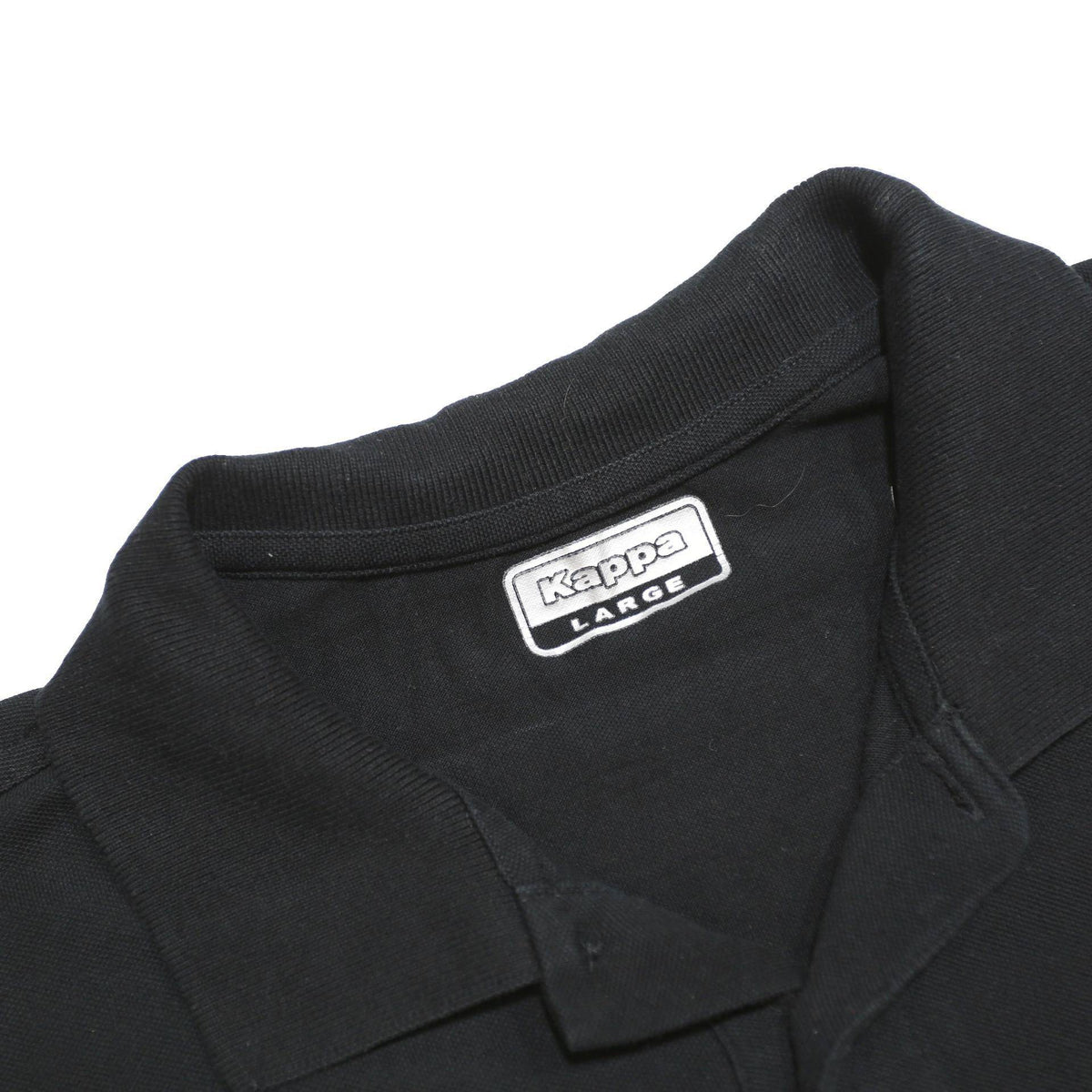 KAPPA Mens Black Cotton Polo Shirt L Short Sleeve Basic Logo Embroidered