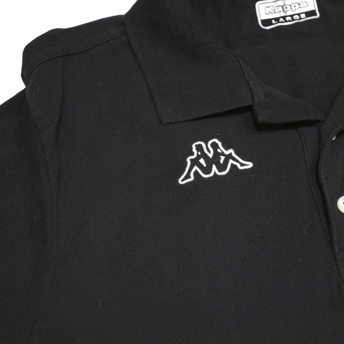 KAPPA Mens Black Cotton Polo Shirt L Short Sleeve Basic Logo Embroidered