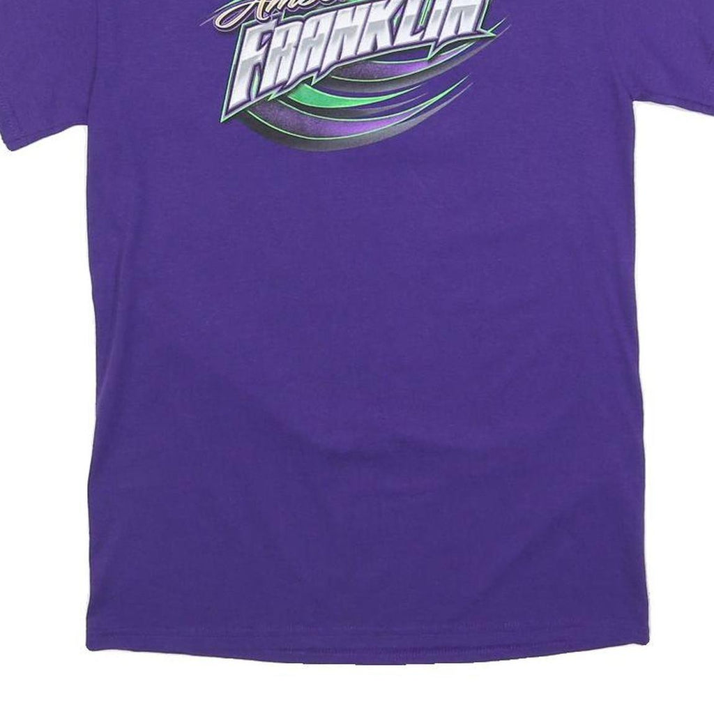 GILDAN Mens Purple Amber Franklin Graphic T-Shirt S Short Sleeve Crew Neck