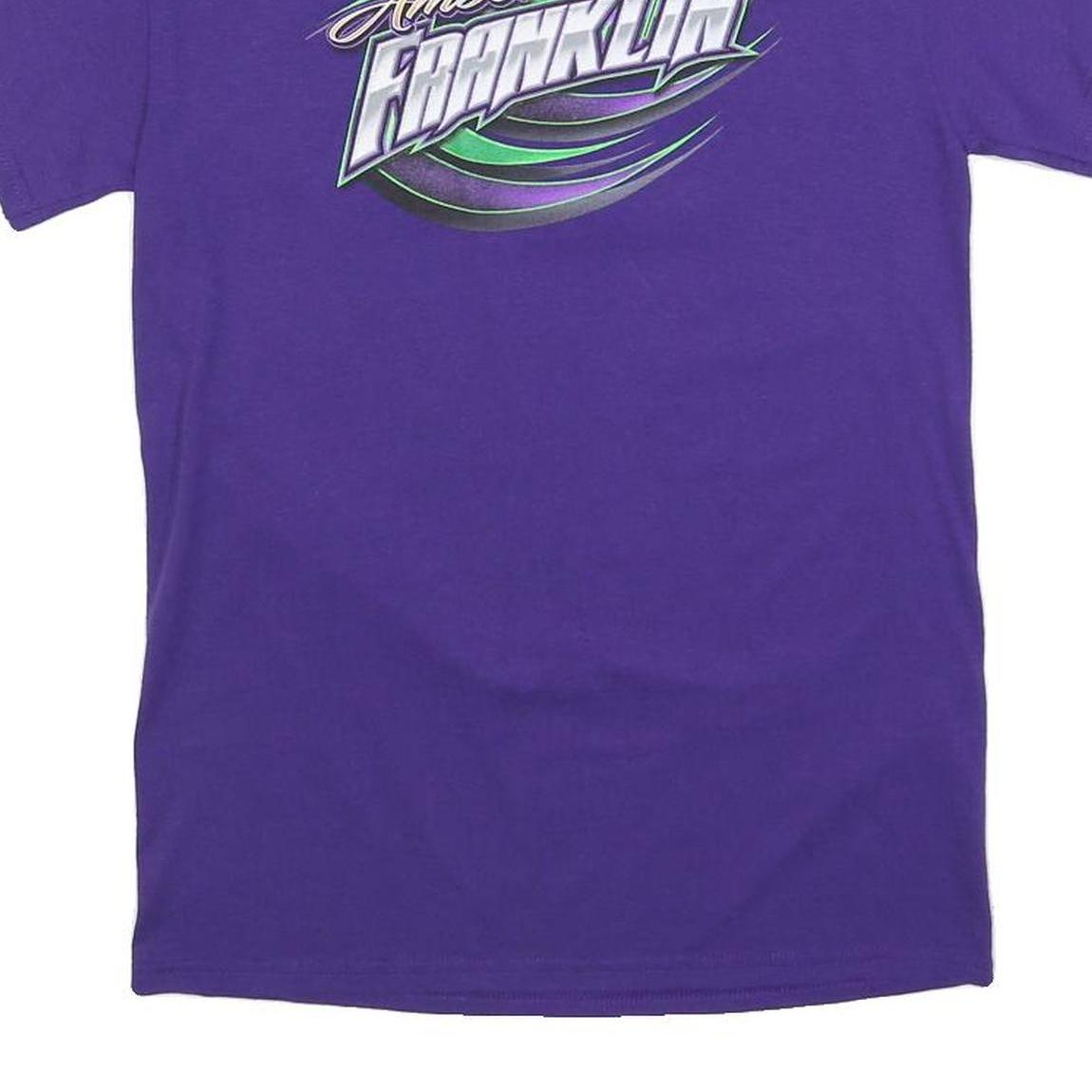 GILDAN Mens Purple Amber Franklin Graphic T-Shirt S Short Sleeve Crew Neck