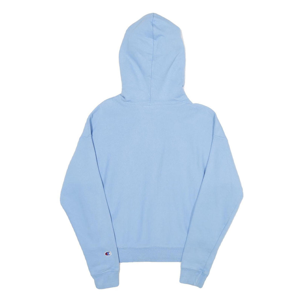 CHAMPION REVERSE WEAVE Womens Blue Hoodie M Embroidered Logo Cotton Blend