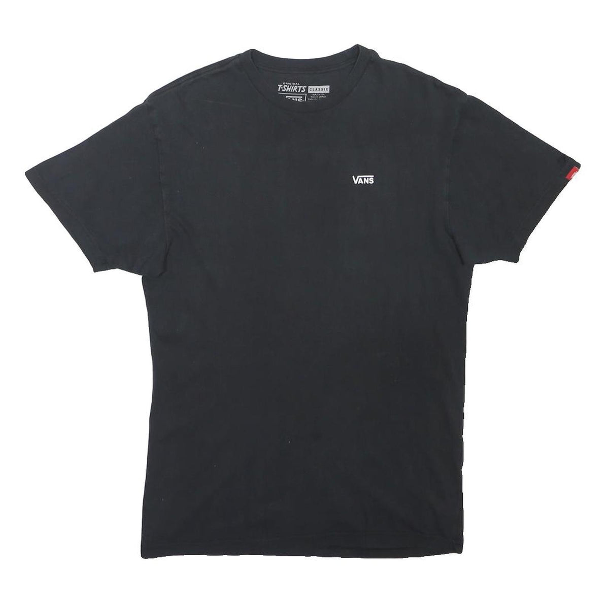 VANS Mens Black Classic T-Shirt M Short Sleeve Crew Neck Cotton Casual