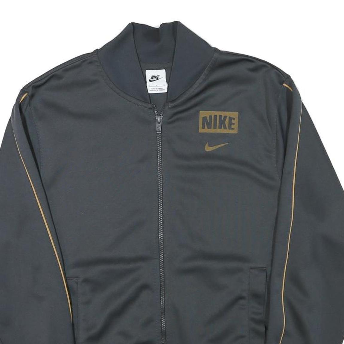 NIKE Mens Black & Gold Sports Zip Jacket S Polyester Blend Athletic