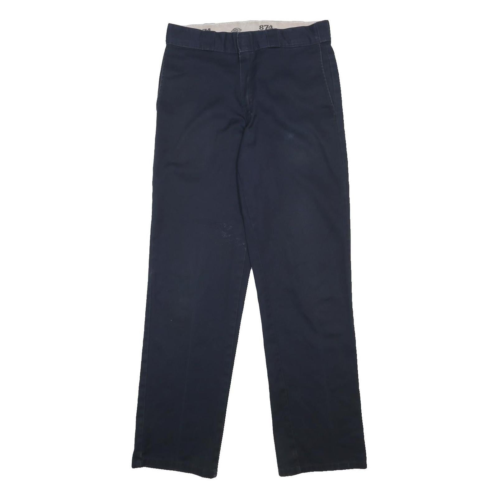DICKIES Mens Cotton Blend Navy Regular Straight Trousers W31 L32 Workwear Zip
