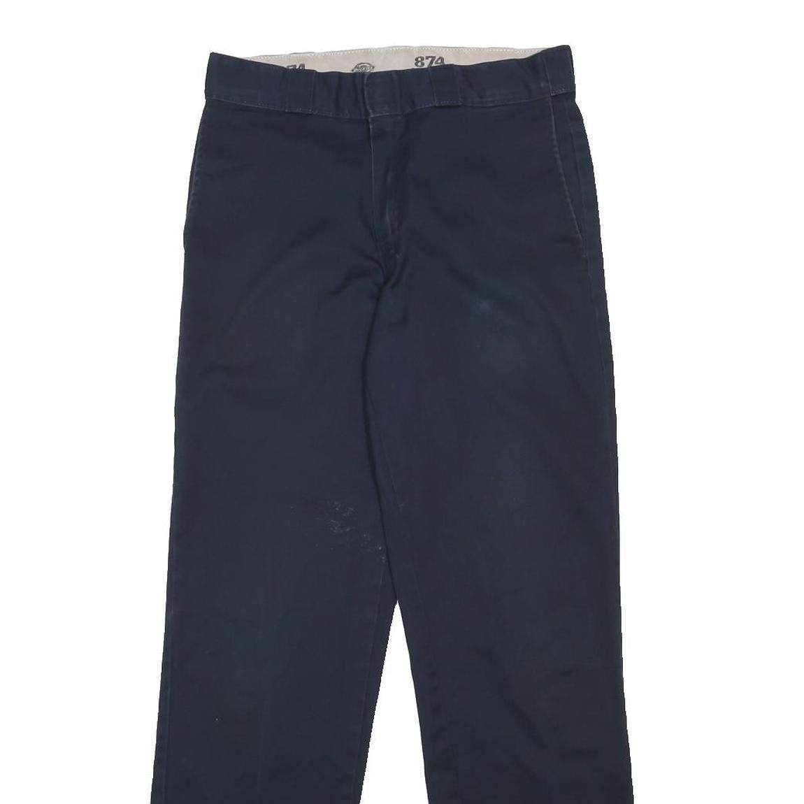 DICKIES Mens Cotton Blend Navy Regular Straight Trousers W31 L32 Workwear Zip