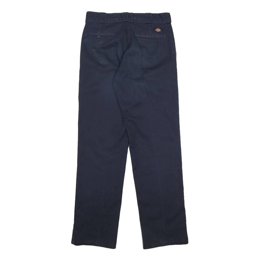 DICKIES Mens Cotton Blend Navy Regular Straight Trousers W31 L32 Workwear Zip