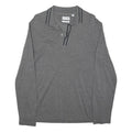 LACOSTE Mens Grey Long Sleeve Plain Polo Shirt L Cotton Blend Casual Wear