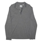LACOSTE Mens Grey Long Sleeve Plain Polo Shirt L Cotton Blend Casual Wear
