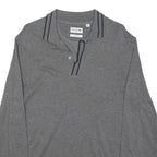 LACOSTE Mens Grey Long Sleeve Plain Polo Shirt L Cotton Blend Casual Wear