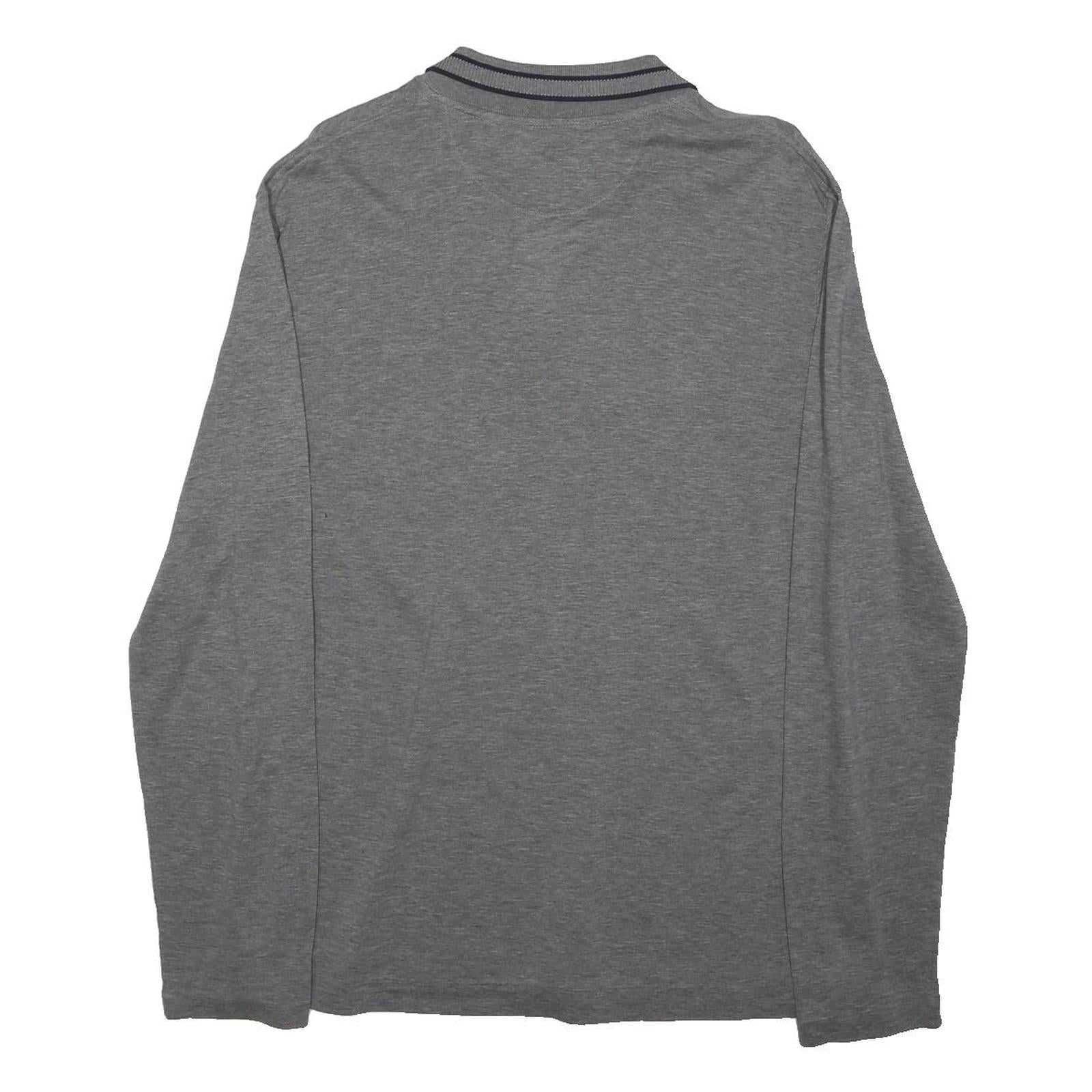LACOSTE Mens Grey Long Sleeve Plain Polo Shirt L Cotton Blend Casual Wear