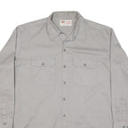 DICKIES Mens Grey Shirt XL Workwear Cotton Blend Utility Long Sleeve