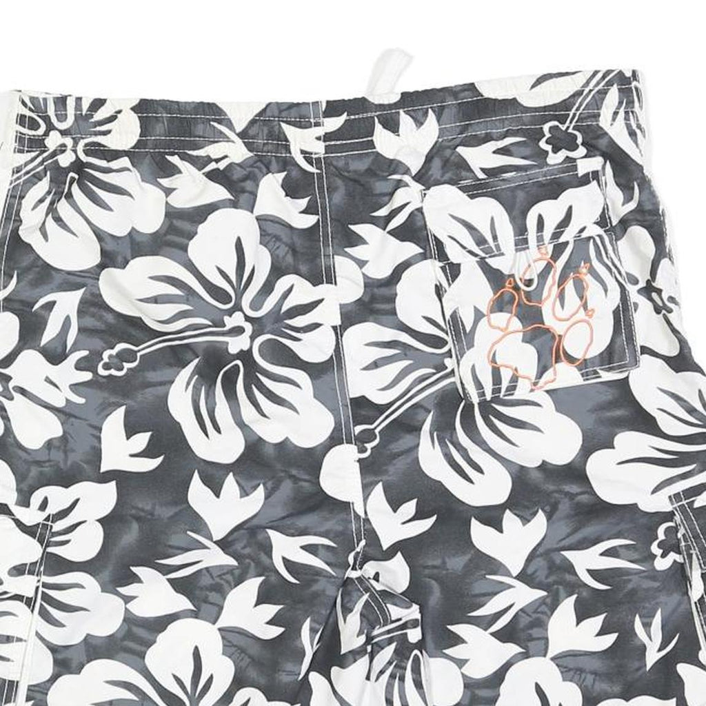 JACK WOLFSKIN Mens Cargo Shorts Black & White Floral L W36 Drawstring Relaxed