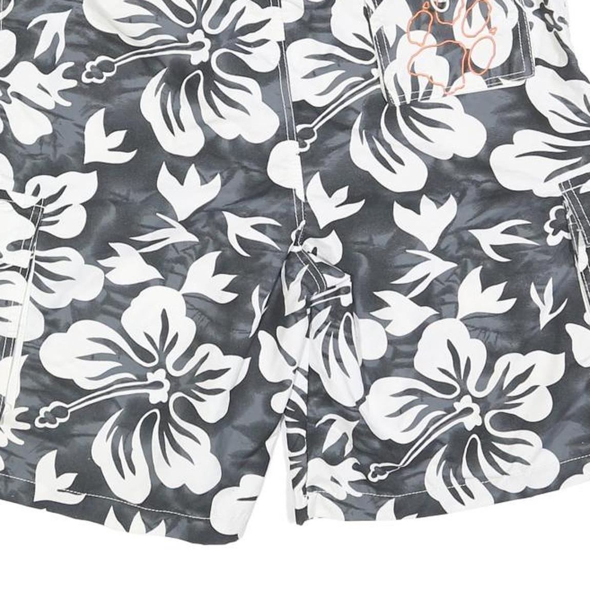JACK WOLFSKIN Mens Cargo Shorts Black & White Floral L W36 Drawstring Relaxed