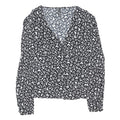 NOBODYS CHILD Womens Black & White Floral Printed Blouse Long Sleeve V-Neck UK