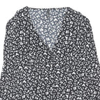 NOBODYS CHILD Womens Black & White Floral Printed Blouse Long Sleeve V-Neck UK