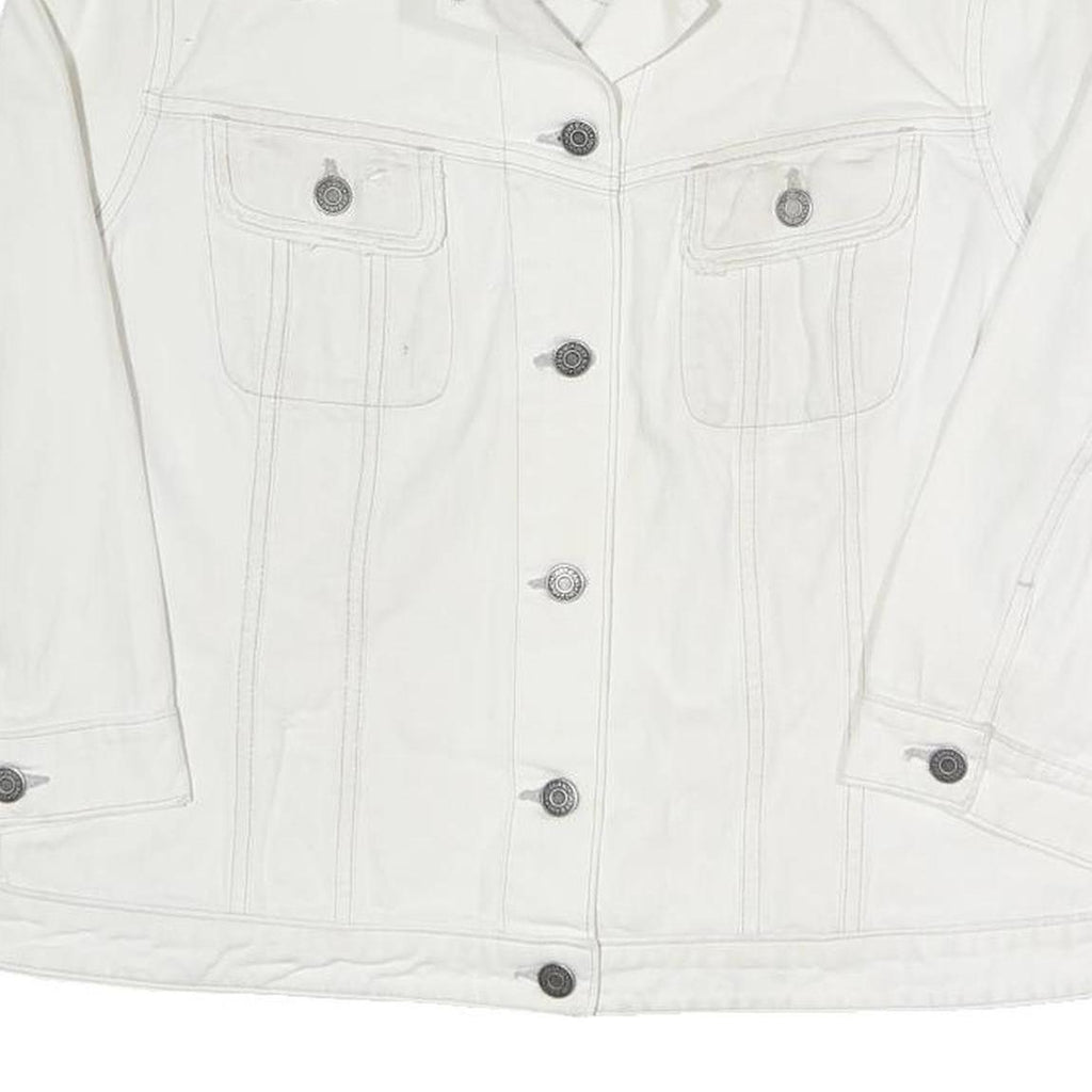 DKNY Womens White Jacket XL Cotton Blend Button Plain Stylish Casual Durable