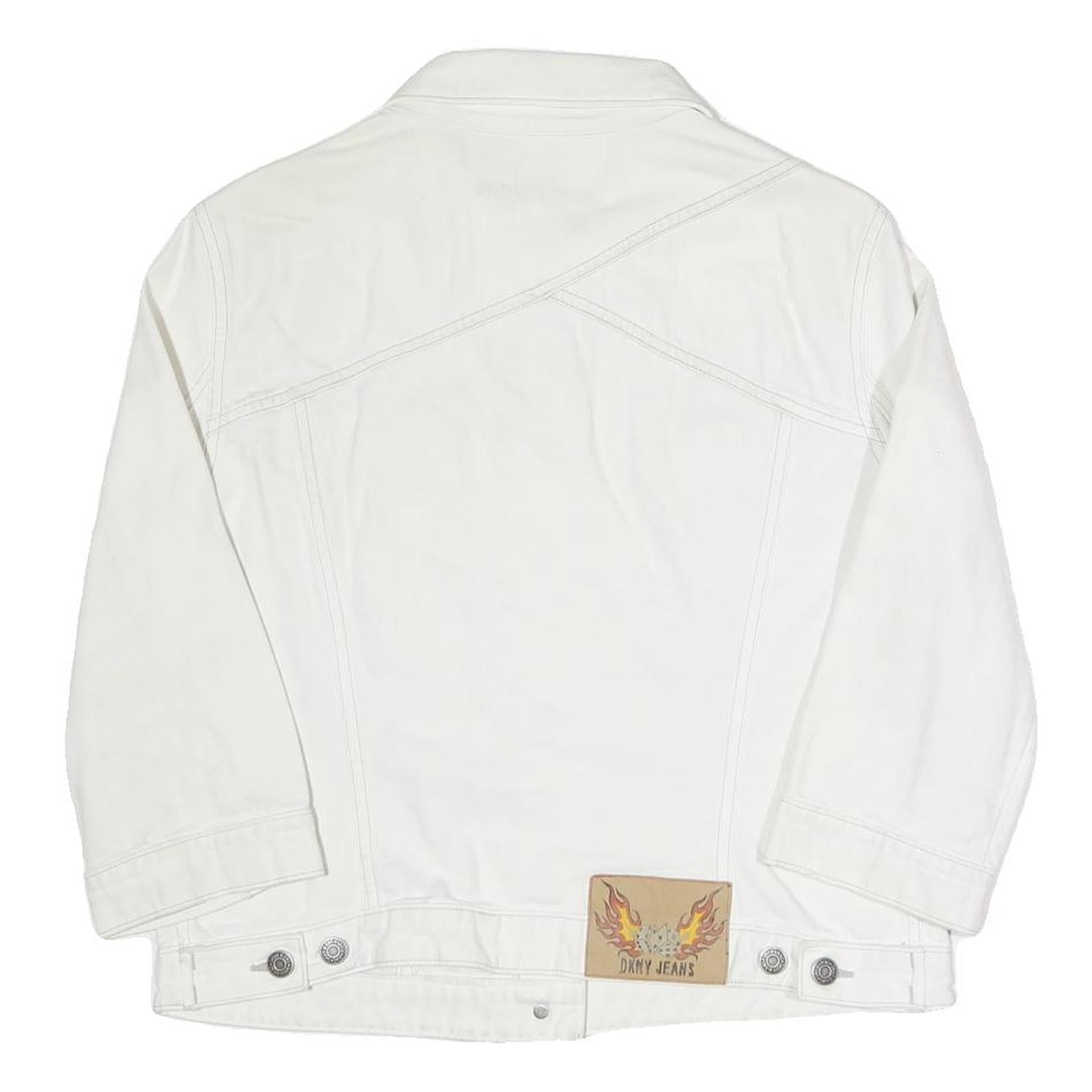 DKNY Womens White Jacket XL Cotton Blend Button Plain Stylish Casual Durable