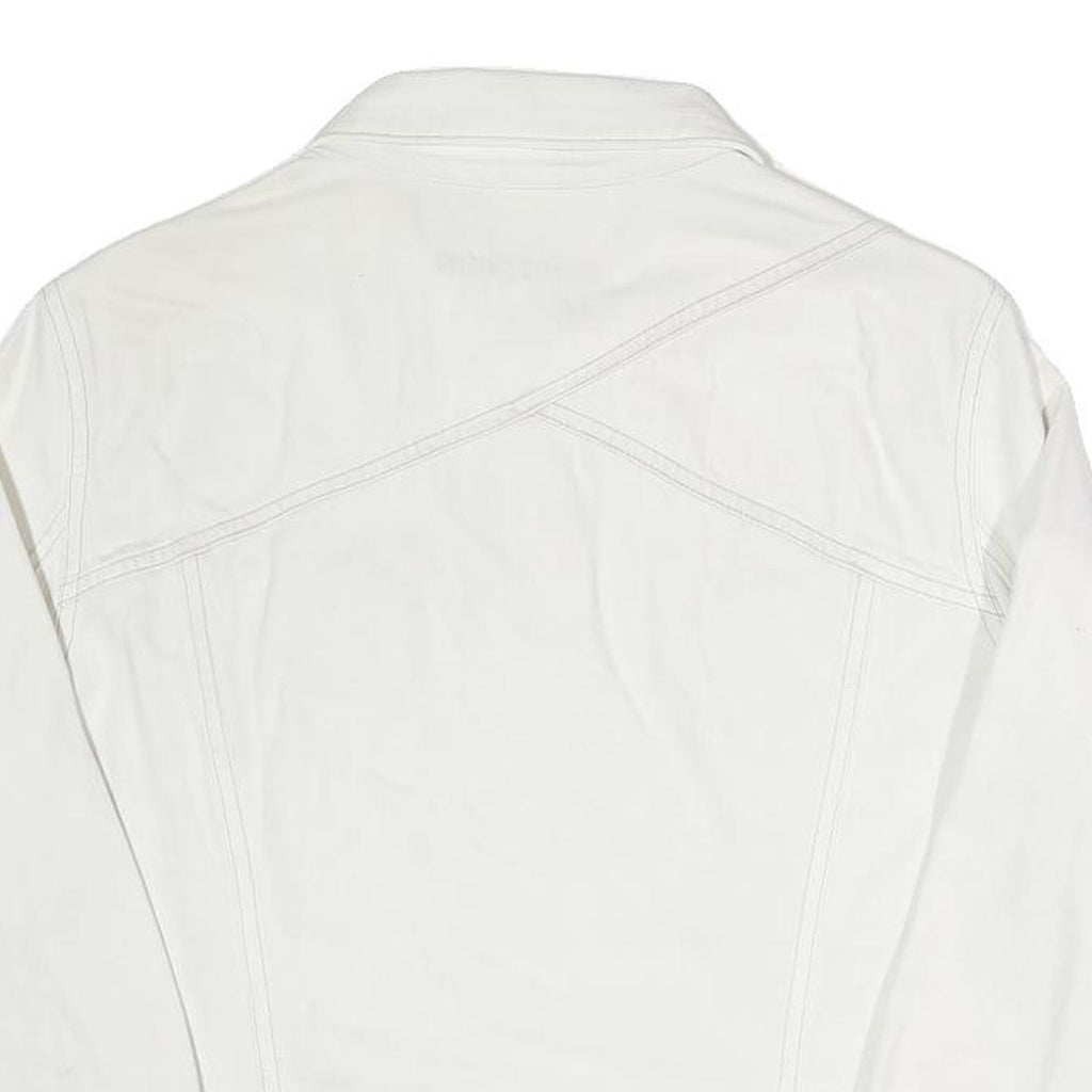 DKNY Womens White Jacket XL Cotton Blend Button Plain Stylish Casual Durable