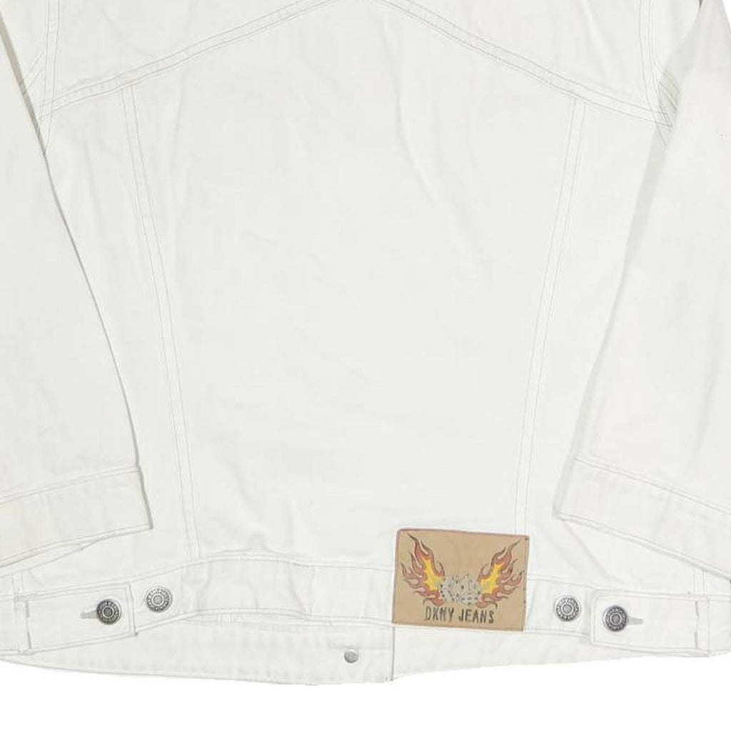 DKNY Womens White Jacket XL Cotton Blend Button Plain Stylish Casual Durable