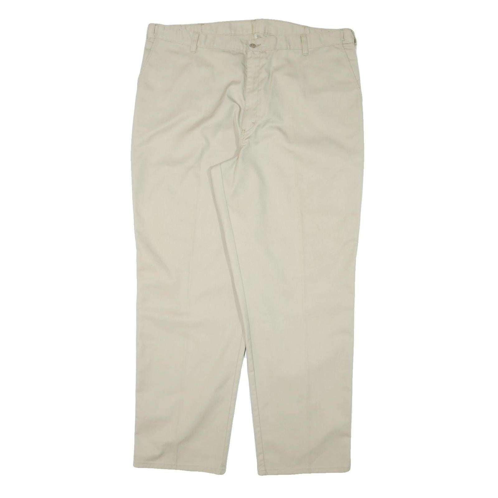 DICKIES Mens Cotton Blend Beige Regular Fit Straight Leg Trousers W40 L31