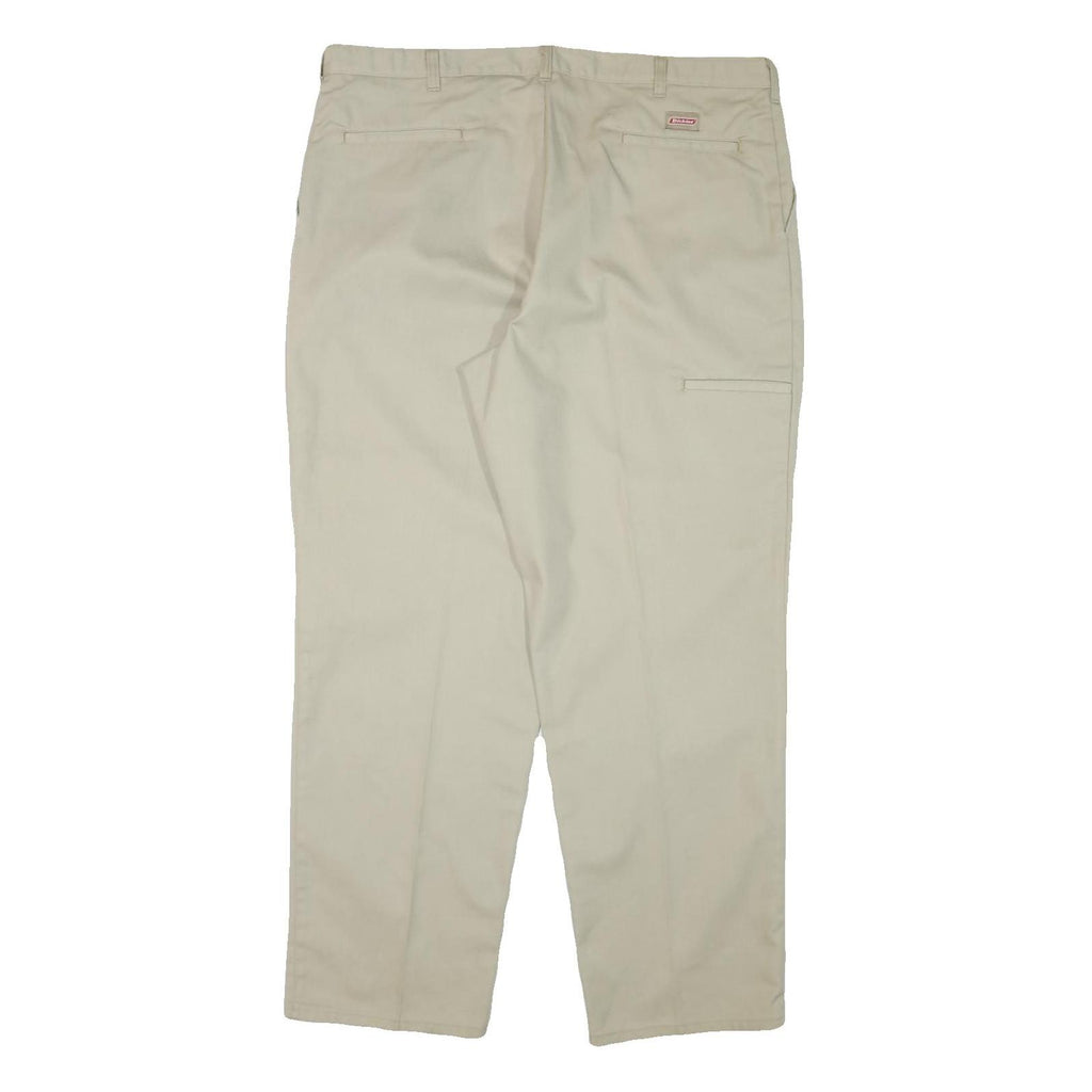 DICKIES Mens Cotton Blend Beige Regular Fit Straight Leg Trousers W40 L31