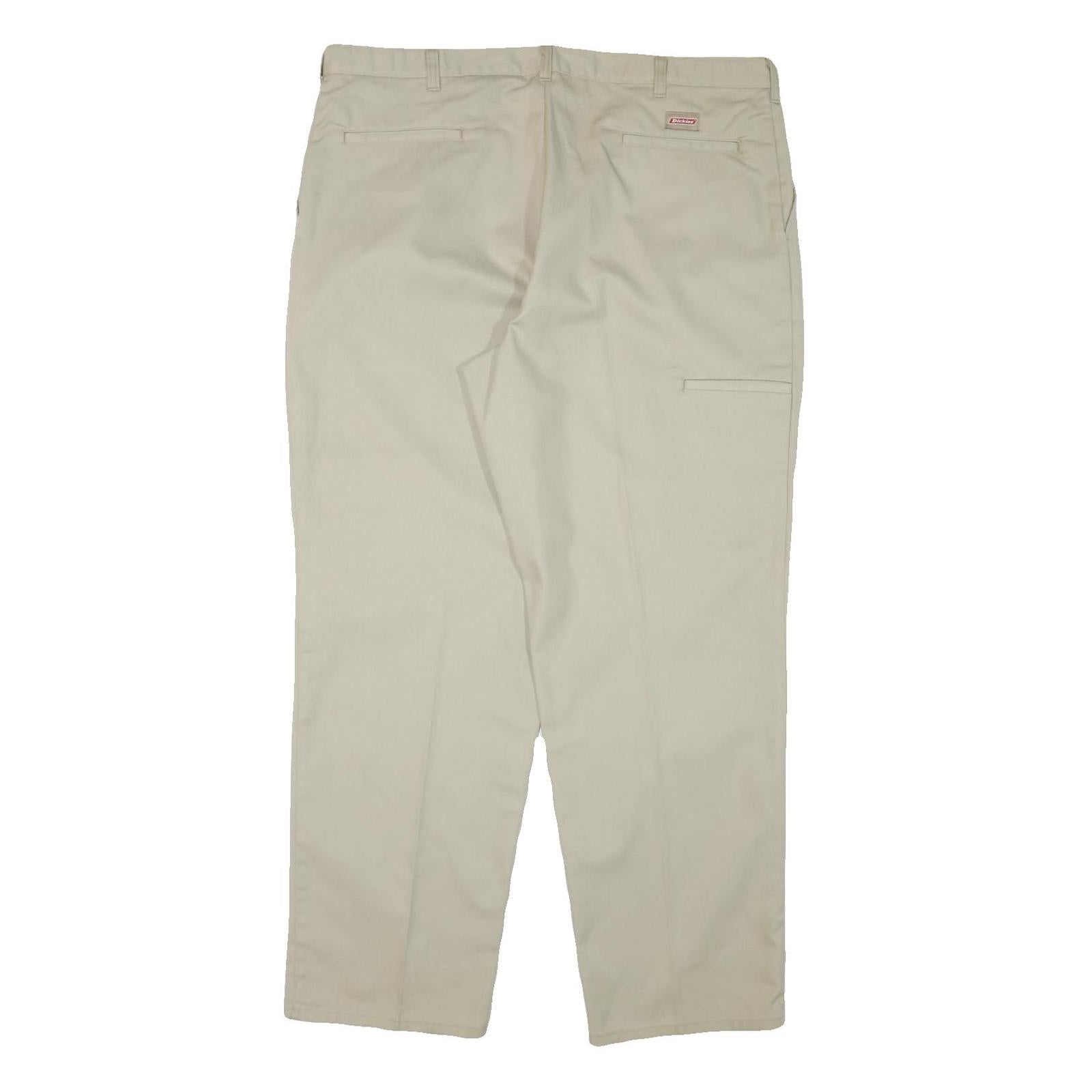 DICKIES Mens Cotton Blend Beige Regular Fit Straight Leg Trousers W40 L31