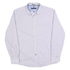 TOMMY HILFIGER Mens Purple Shirt L Cotton Blend Formal Button Collar Checked