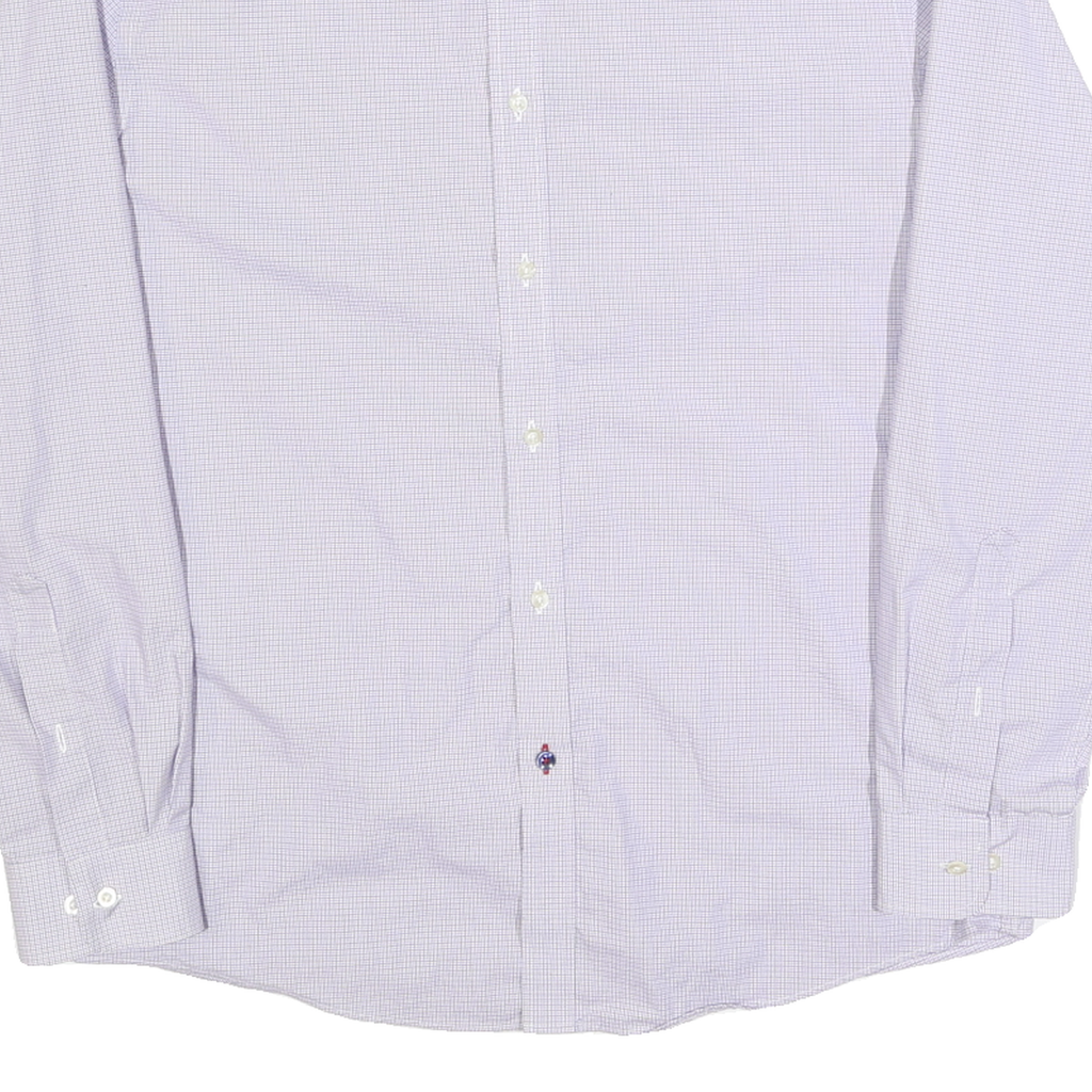 TOMMY HILFIGER Mens Purple Shirt L Cotton Blend Formal Button Collar Checked