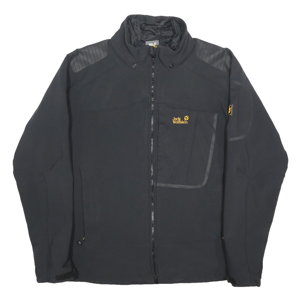 JACK WOLFSKIN Mens Black Outdoor Jacket 2XL Polyamide Blend Woven Zip Pockets