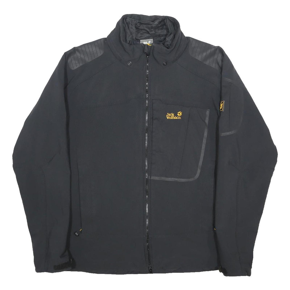JACK WOLFSKIN Mens Black Outdoor Jacket 2XL Polyamide Blend Woven Zip Pockets