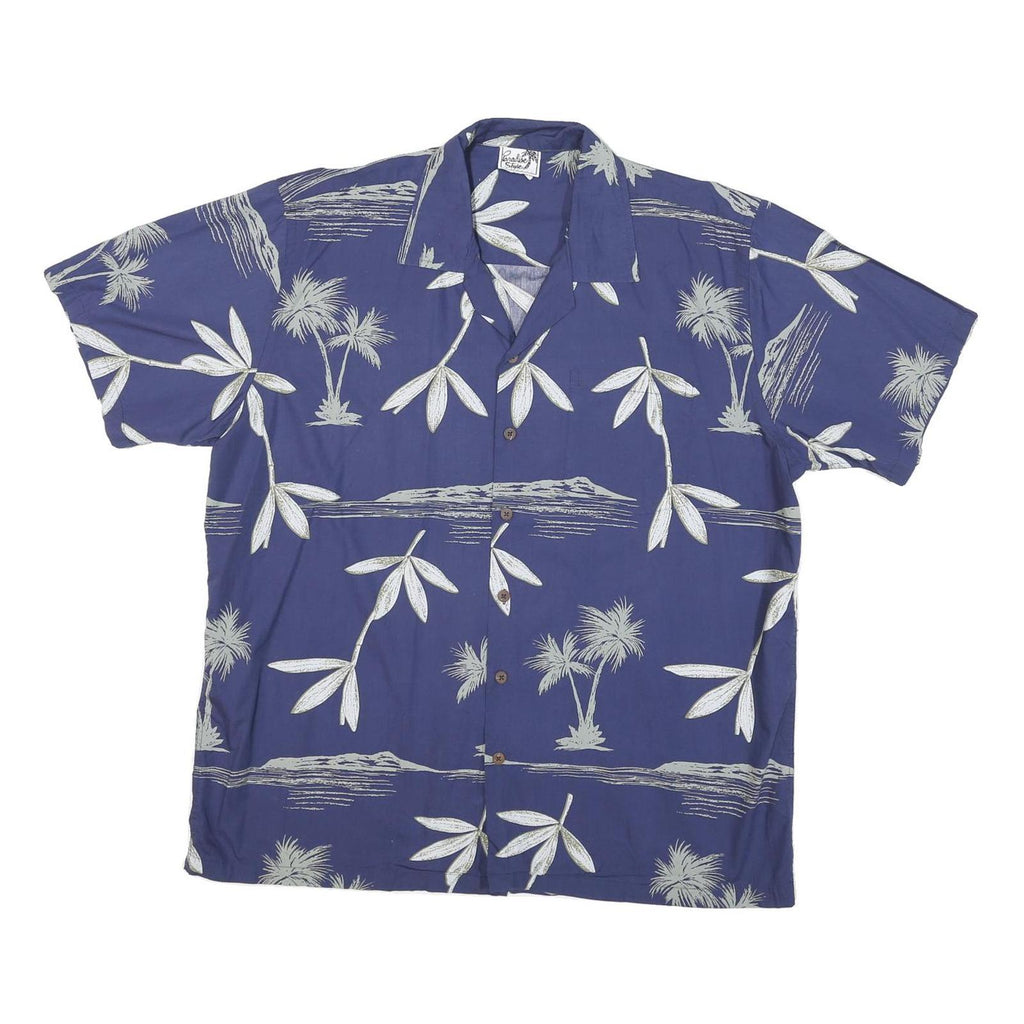 PARADISE STYLE Mens Blue Shirt M Cotton Blend Summer Casual Short Sleeve