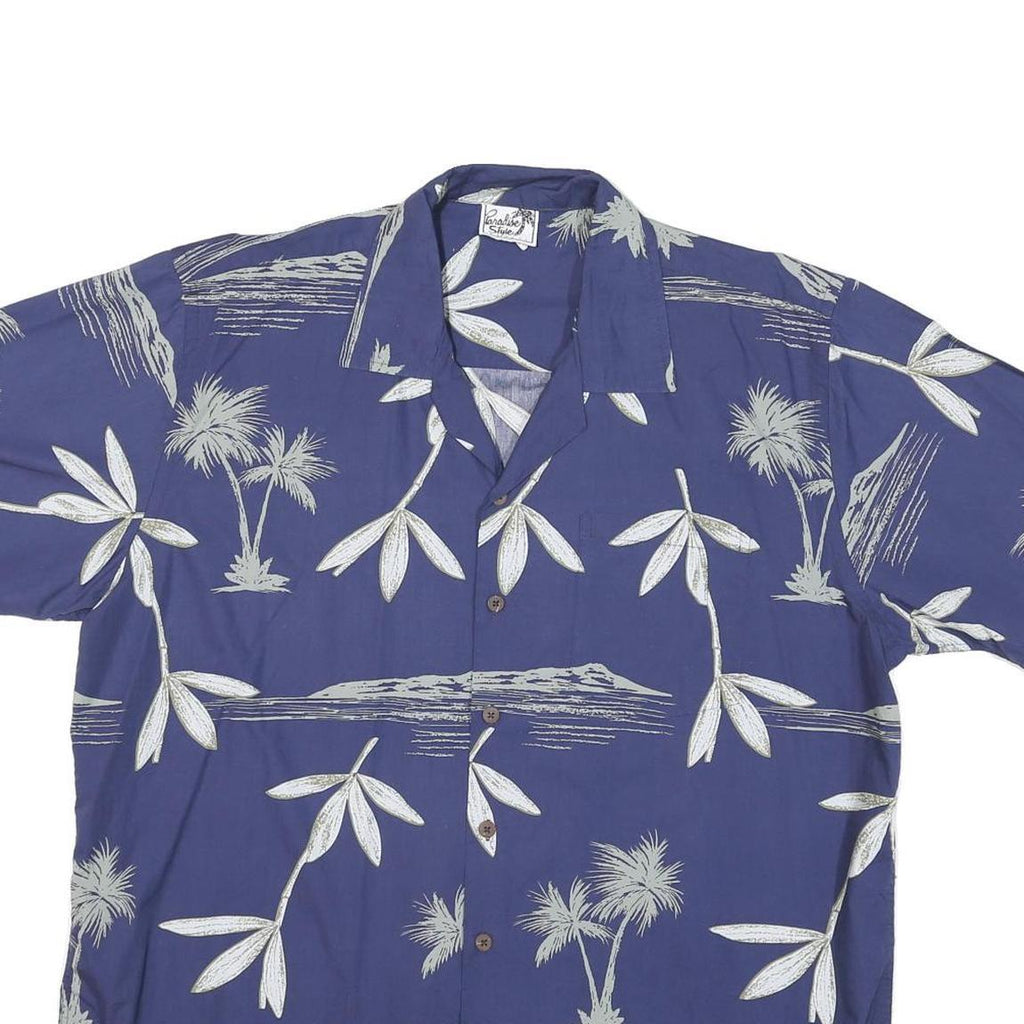 PARADISE STYLE Mens Blue Shirt M Cotton Blend Summer Casual Short Sleeve