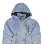 BAVARIA Womens Blue Denim Quilted Hooded Jacket S Cotton Blend Zip Casual