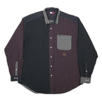 TOMMY HILFIGER Mens Blue & Red Checked Patchwork Shirt L Button Cotton