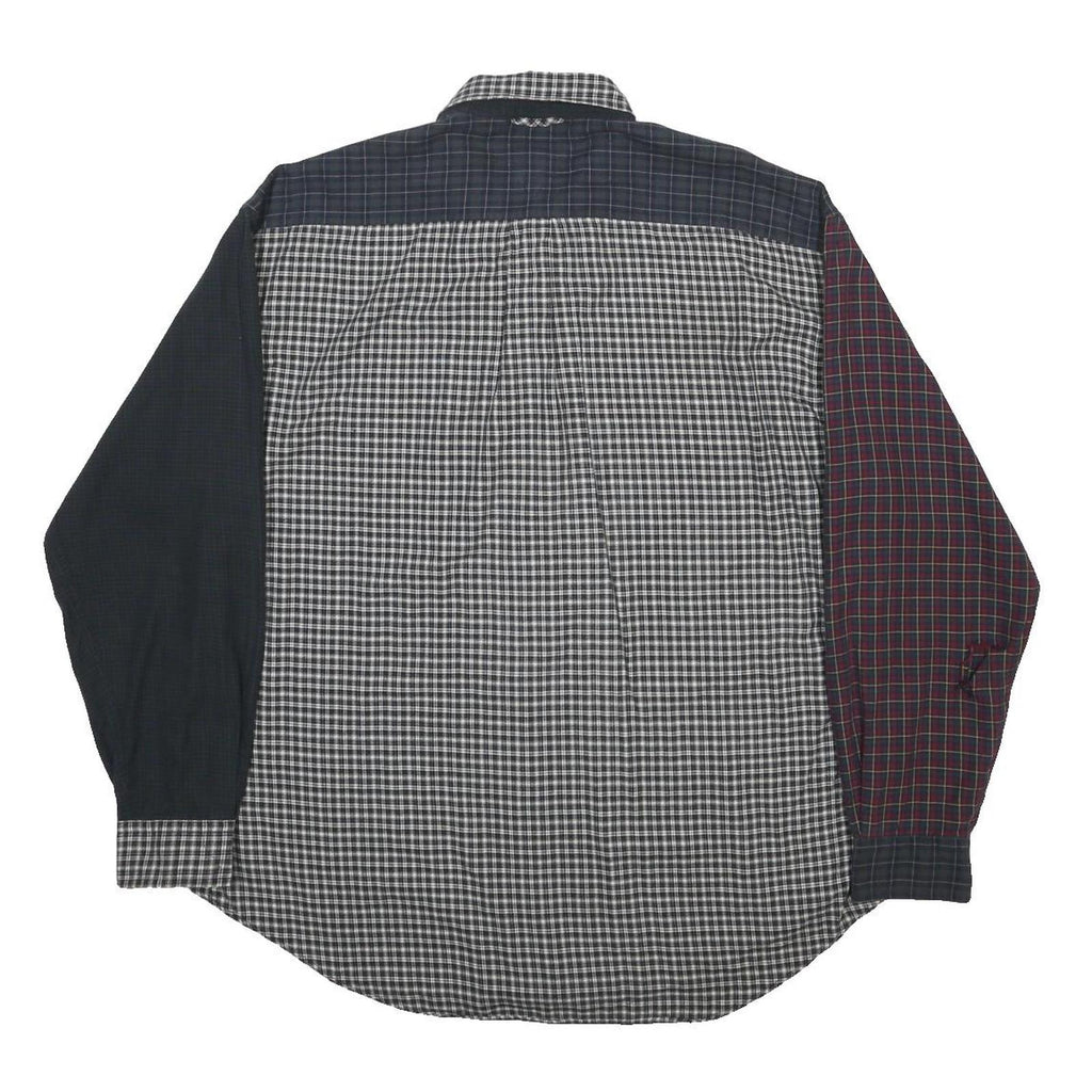 TOMMY HILFIGER Mens Blue & Red Checked Patchwork Shirt L Button Cotton
