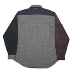 TOMMY HILFIGER Mens Blue & Red Checked Patchwork Shirt L Button Cotton