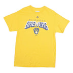 MAJESTIC Mens Yellow Milwaukee Brewers Graphic T-Shirt M Short Sleeve Crew Neck