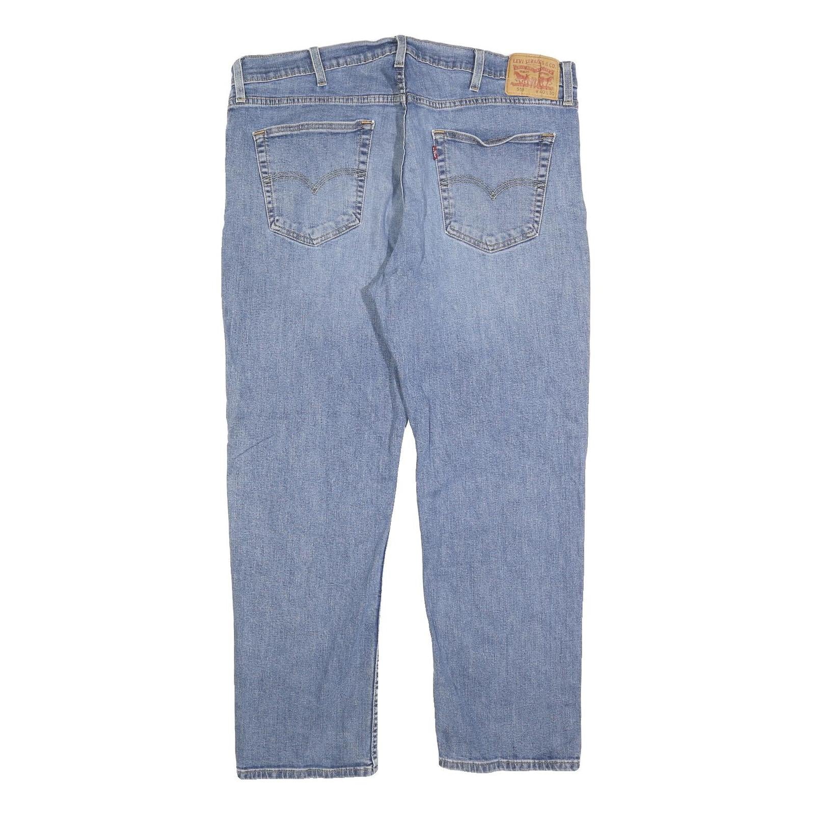 LEVI'S 559 Straight Mens Jeans Blue Cotton Blend Regular Fit W40 L30 Classic Zip